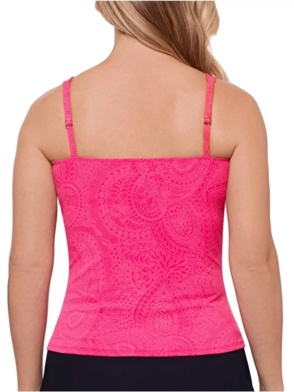 Swim Solutions Women’s Paisley-Print Tunnel Tankini Top-Paisley Jaquard - Picture 3 of 4